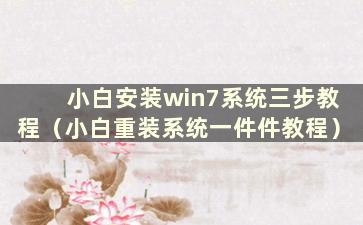 小白安装win7系统三步教程（小白重装系统一件件教程）