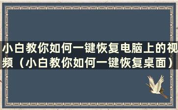 小白教你如何一键恢复电脑上的视频（小白教你如何一键恢复桌面）