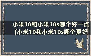 小米10和小米10s哪个好一点(小米10和小米10s哪个更好)