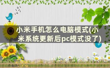 小米手机怎么电脑模式(小米系统更新后pc模式没了)