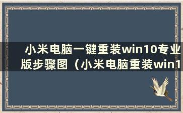 小米电脑一键重装win10专业版步骤图（小米电脑重装win10系统的方法）