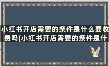 小红书开店需要的条件是什么要收费吗(小红书开店需要的条件是什么要收费吗安全吗)