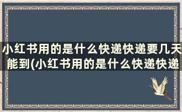 小红书用的是什么快递快递要几天能到(小红书用的是什么快递快递要几天能到达)