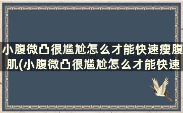 小腹微凸很尴尬怎么才能快速瘦腹肌(小腹微凸很尴尬怎么才能快速瘦腹呢)