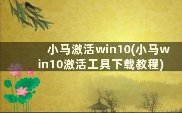 小马激活win10(小马win10激活工具下载教程)