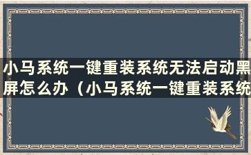 小马系统一键重装系统无法启动黑屏怎么办（小马系统一键重装系统无法启动）