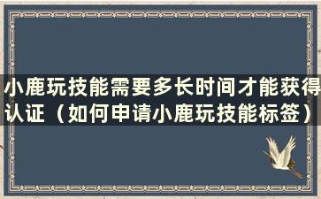 小鹿玩技能需要多长时间才能获得认证（如何申请小鹿玩技能标签）