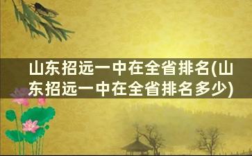 山东招远一中在全省排名(山东招远一中在全省排名多少)