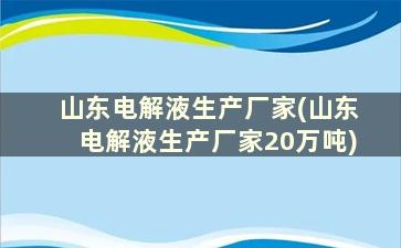 山东电解液生产厂家(山东电解液生产厂家20万吨)