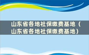 山东省各地社保缴费基地（山东省各地社保缴费基地）