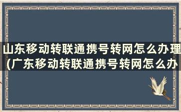 山东移动转联通携号转网怎么办理(广东移动转联通携号转网怎么办理)