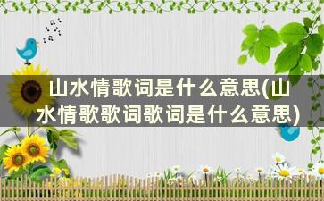 山水情歌词是什么意思(山水情歌歌词歌词是什么意思)