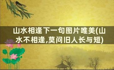 山水相逢下一句图片唯美(山水不相逢,莫问旧人长与短)