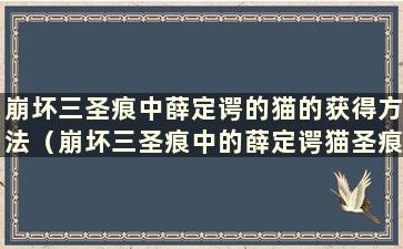 崩坏三圣痕中薛定谔的猫的获得方法（崩坏三圣痕中的薛定谔猫圣痕）