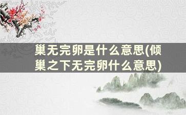 巢无完卵是什么意思(倾巢之下无完卵什么意思)