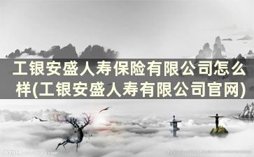 工银安盛人寿保险有限公司怎么样(工银安盛人寿有限公司官网)