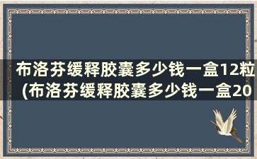 布洛芬缓释胶囊多少钱一盒12粒(布洛芬缓释胶囊多少钱一盒20粒装)