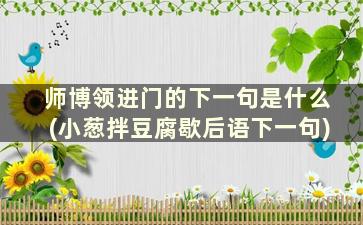 师博领进门的下一句是什么(小葱拌豆腐歇后语下一句)