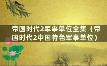 帝国时代2军事单位全集（帝国时代2中国特色军事单位）