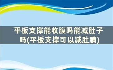 平板支撑能收腹吗能减肚子吗(平板支撑可以减肚腩)