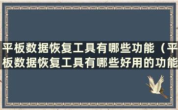 平板数据恢复工具有哪些功能（平板数据恢复工具有哪些好用的功能）