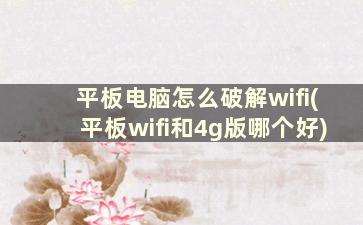 平板电脑怎么破解wifi(平板wifi和4g版哪个好)