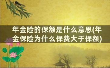 年金险的保额是什么意思(年金保险为什么保费大于保额)