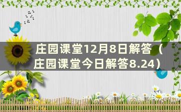 庄园课堂12月8日解答（庄园课堂今日解答8.24）