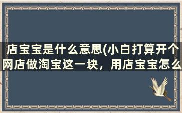 店宝宝是什么意思(小白打算开个网店做淘宝这一块，用店宝宝怎么样靠谱吗)