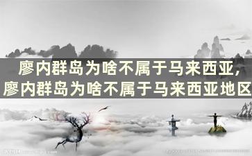 廖内群岛为啥不属于马来西亚,廖内群岛为啥不属于马来西亚地区