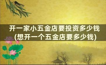 开一家小五金店要投资多少钱(想开一个五金店要多少钱)