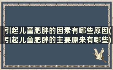 引起儿童肥胖的因素有哪些原因(引起儿童肥胖的主要原来有哪些)