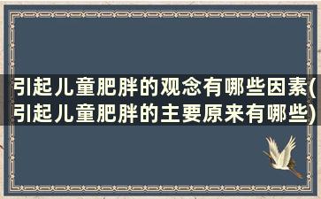 引起儿童肥胖的观念有哪些因素(引起儿童肥胖的主要原来有哪些)