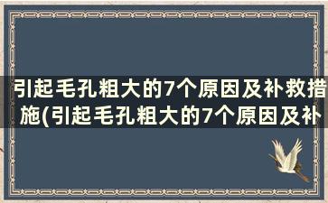 引起毛孔粗大的7个原因及补救措施(引起毛孔粗大的7个原因及补救措施是什么)