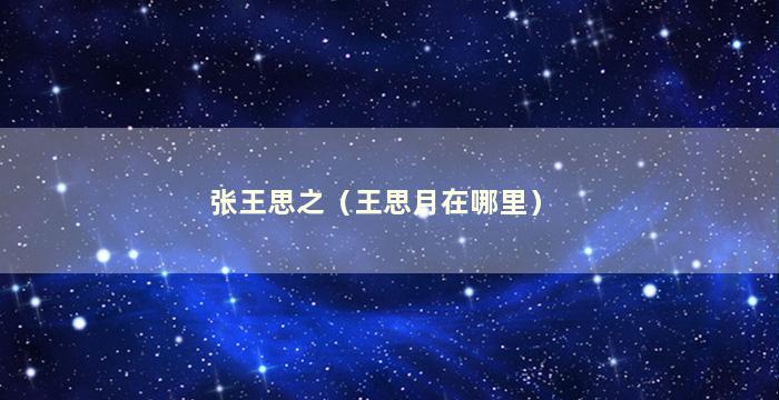 张王思之（王思月在哪里）