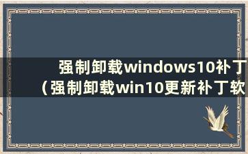 强制卸载windows10补丁（强制卸载win10更新补丁软件）