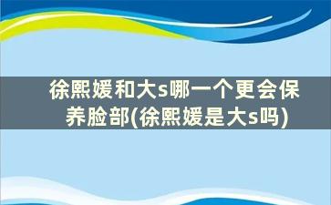 徐熙媛和大s哪一个更会保养脸部(徐熙媛是大s吗)