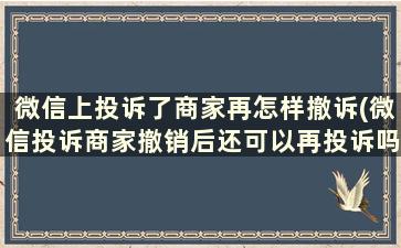 微信上投诉了商家再怎样撤诉(微信投诉商家撤销后还可以再投诉吗)