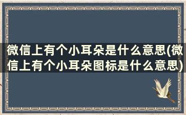 微信上有个小耳朵是什么意思(微信上有个小耳朵图标是什么意思)