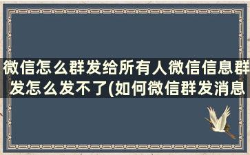 微信怎么群发给所有人微信信息群发怎么发不了(如何微信群发消息给所有人)