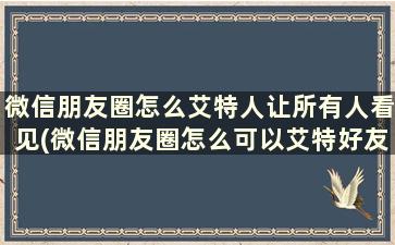 微信朋友圈怎么艾特人让所有人看见(微信朋友圈怎么可以艾特好友)