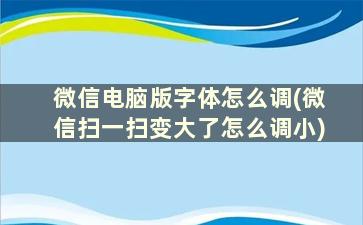 微信电脑版字体怎么调(微信扫一扫变大了怎么调小)