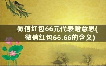 微信红包66元代表啥意思(微信红包66.66的含义)