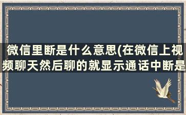 微信里断是什么意思(在微信上视频聊天然后聊的就显示通话中断是什么意思)