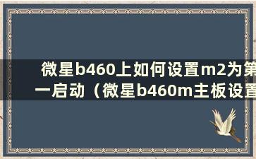 微星b460上如何设置m2为第一启动（微星b460m主板设置m.2固态硬盘启动）