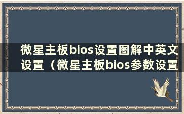 微星主板bios设置图解中英文设置（微星主板bios参数设置）