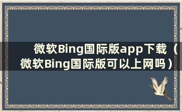 微软Bing国际版app下载（微软Bing国际版可以上网吗）