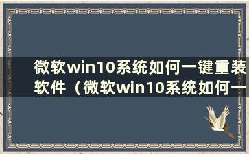 微软win10系统如何一键重装软件（微软win10系统如何一键重装电脑）