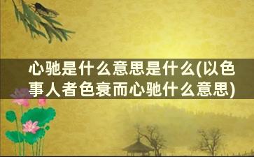 心驰是什么意思是什么(以色事人者色衰而心驰什么意思)