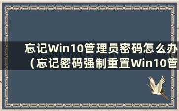 忘记Win10管理员密码怎么办（忘记密码强制重置Win10管理员密码）